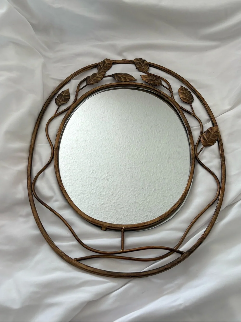 Vintage gold leaf metal mirror wall hanging home decor